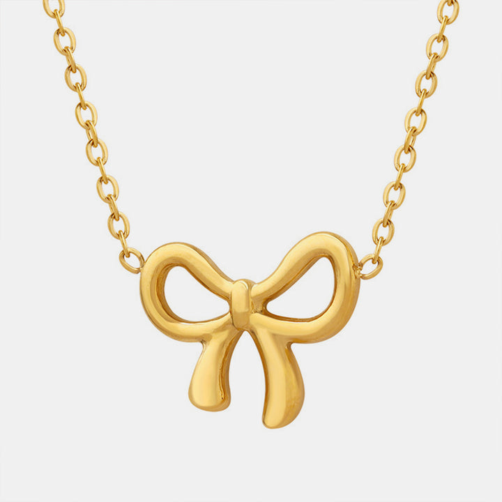 Women's Bow Pendant Necklace in Gold-Plated Titanium Steel