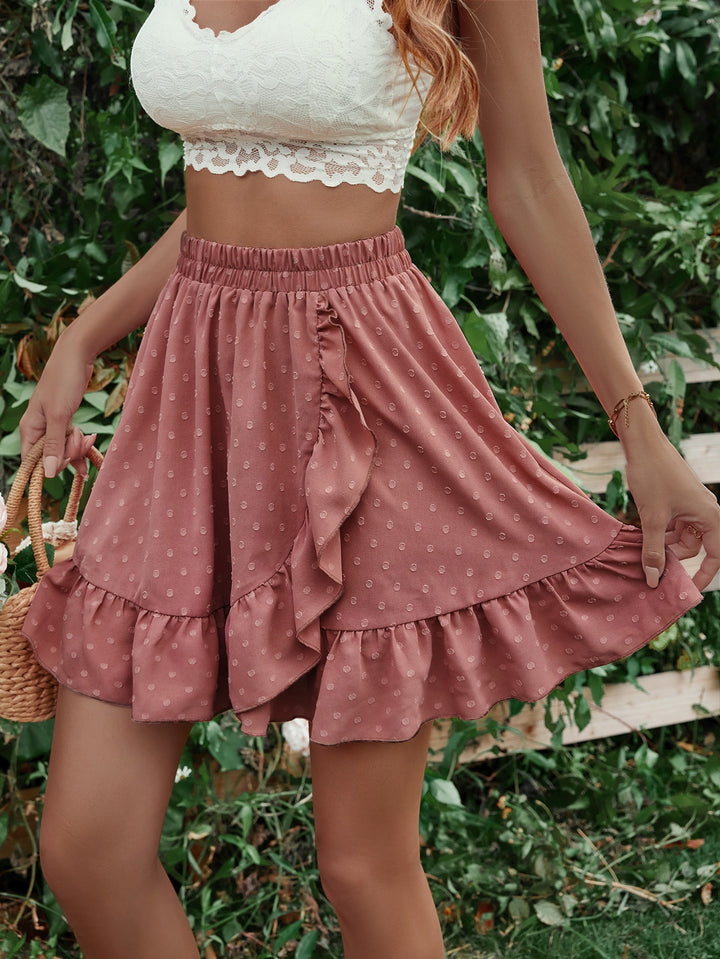 Women's Flirty Ruffle Hem Elastic Waist Mini Skirt