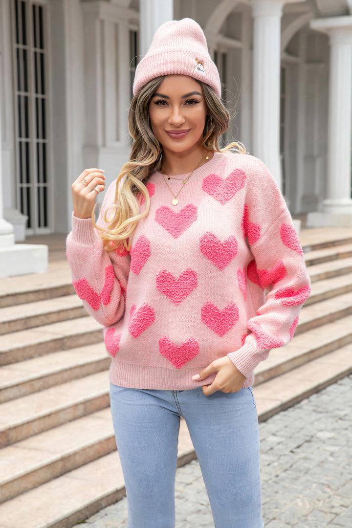 Women's Cozy Heart Pattern Sweater