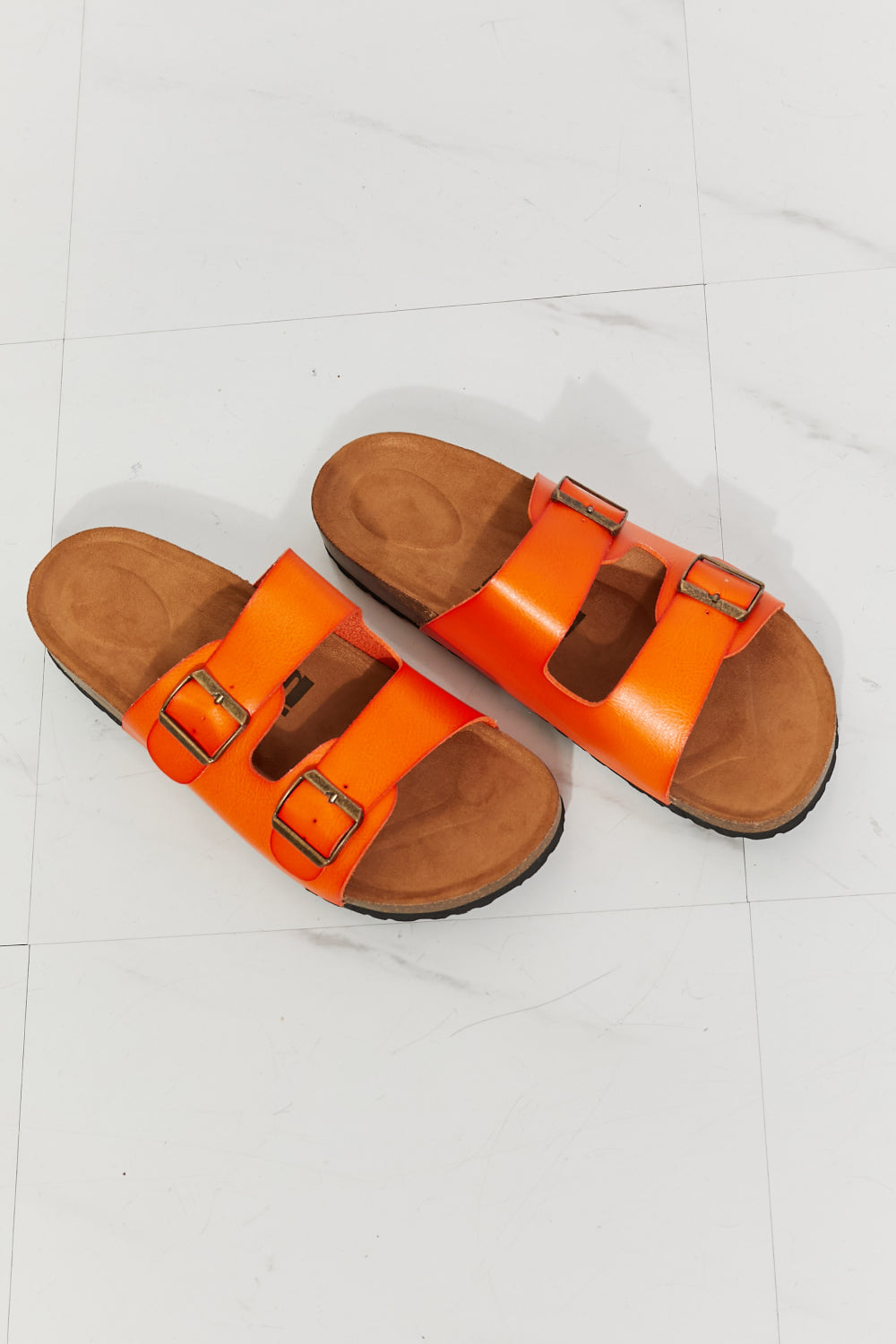 MMShoes Feeling Alive Double Banded Slide Sandals in Orange