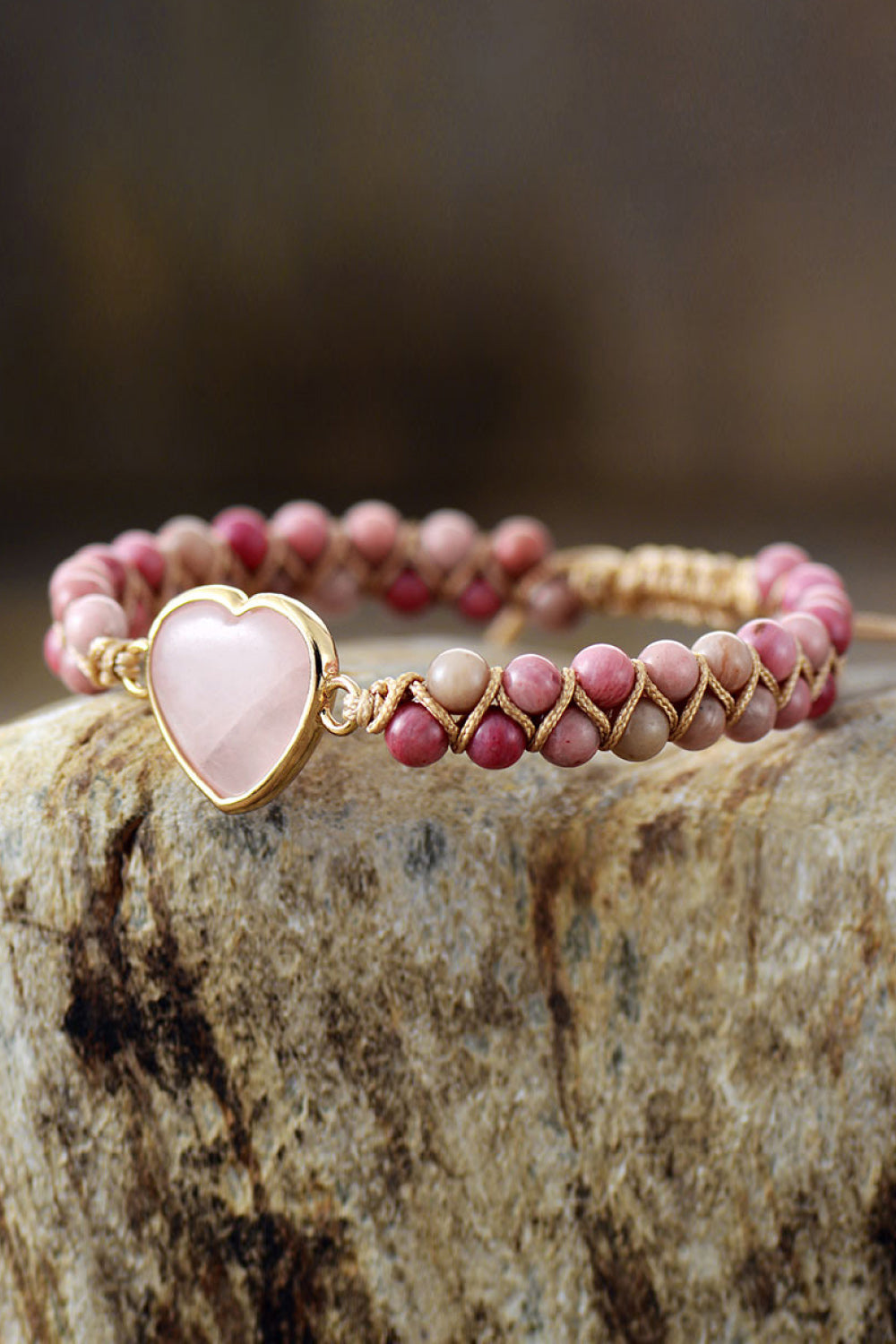 Women's Rose Quartz Heart Bracelet