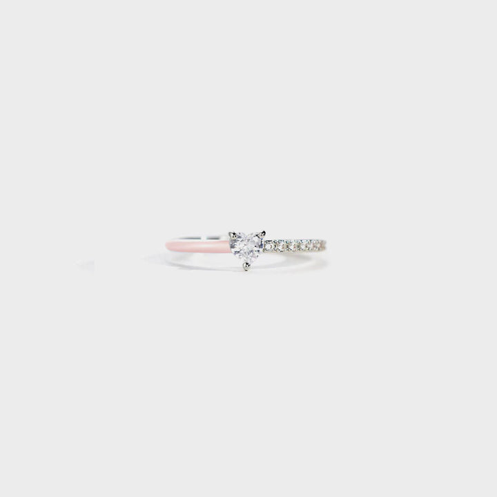 Women's Heart-Shaped Enamel Zircon Ring