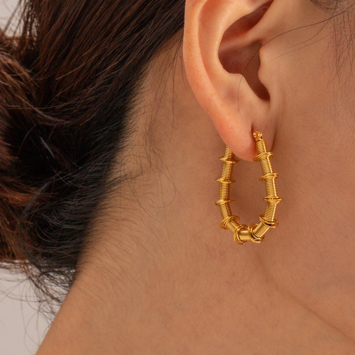 Women's Elegant Gold-Plated Stainless Steel Hoop Earrings"