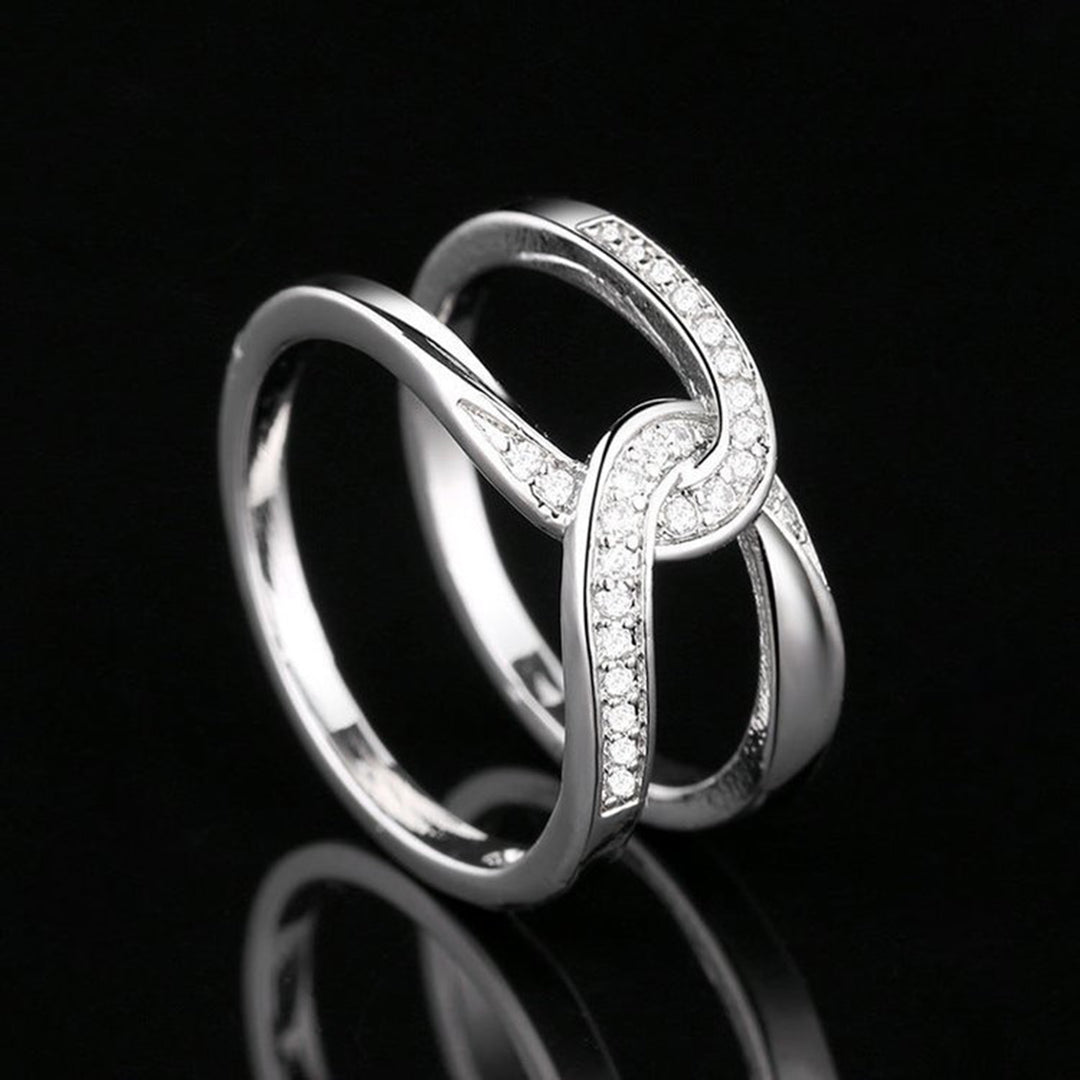 Women's Twisted Double-layered Zircon Inlaid Rings