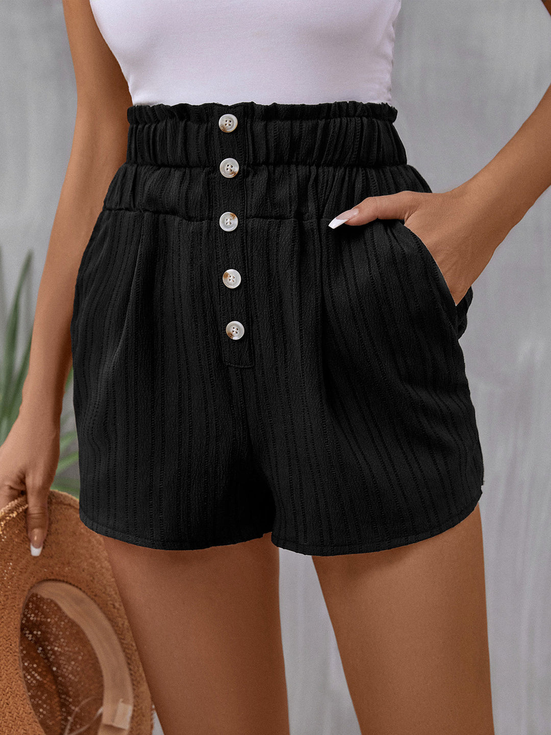 Women's High-Waist Pocketed Shorts