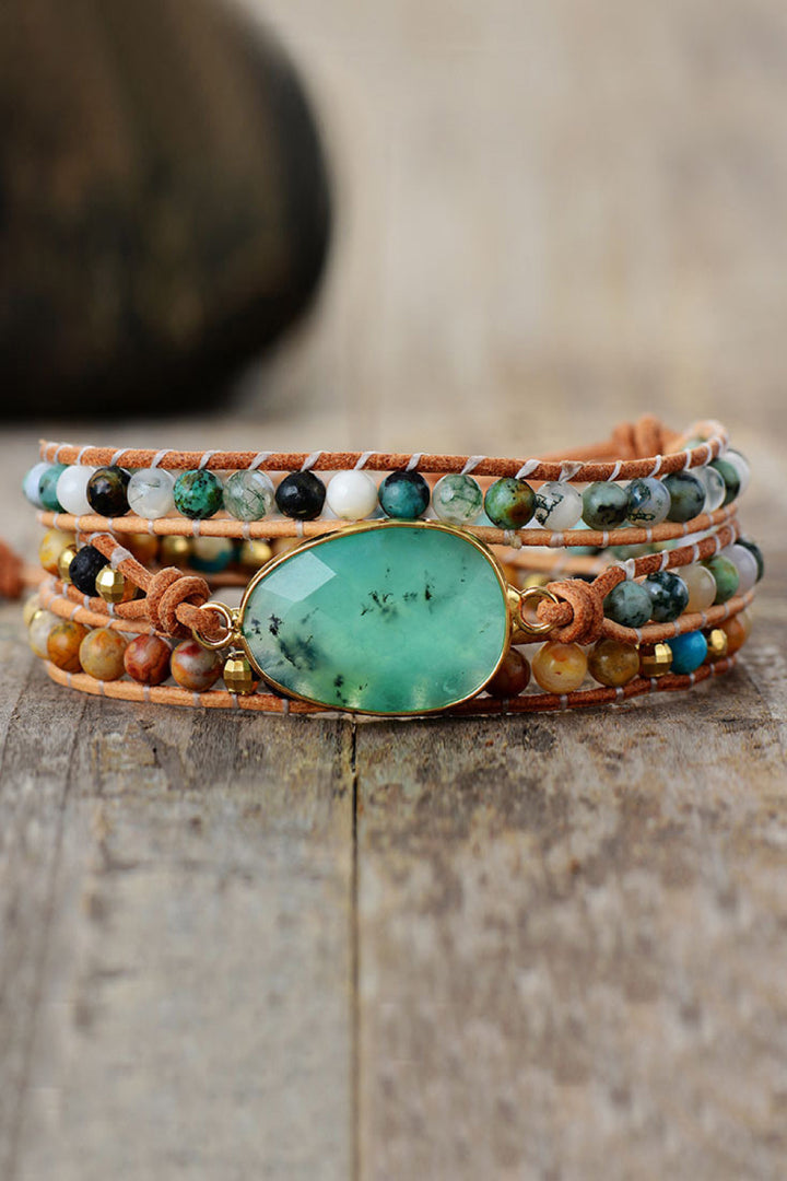 Women's Layered Natural Stone and Agate Bracelet