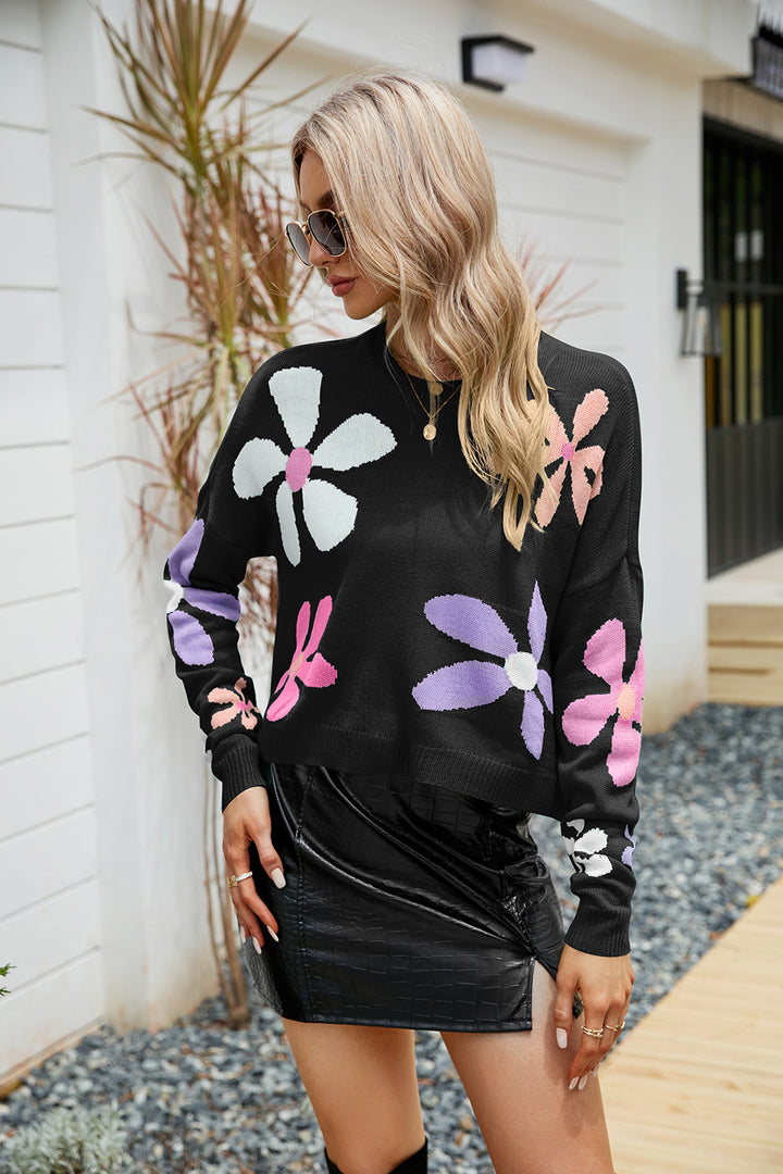 Women's Floral Drop Shoulder Sweater