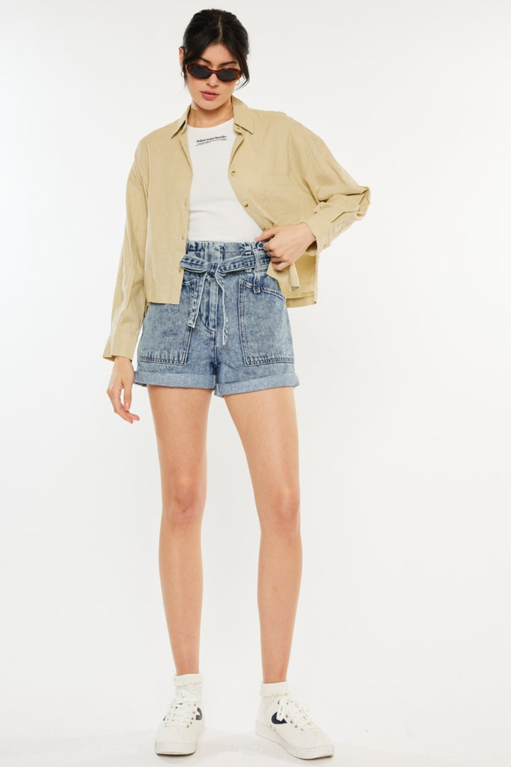 Women's Ultra High Rise Paperbag Denim Shorts