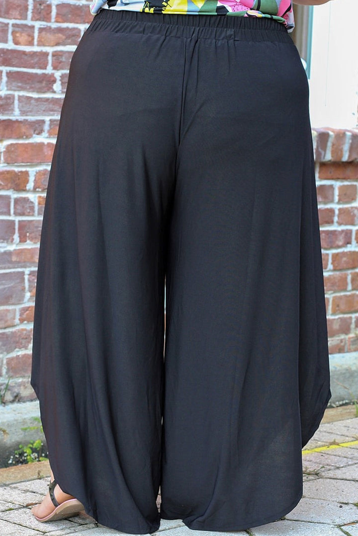 Women's Wide Leg Tie-Front Pants (Plus Size)