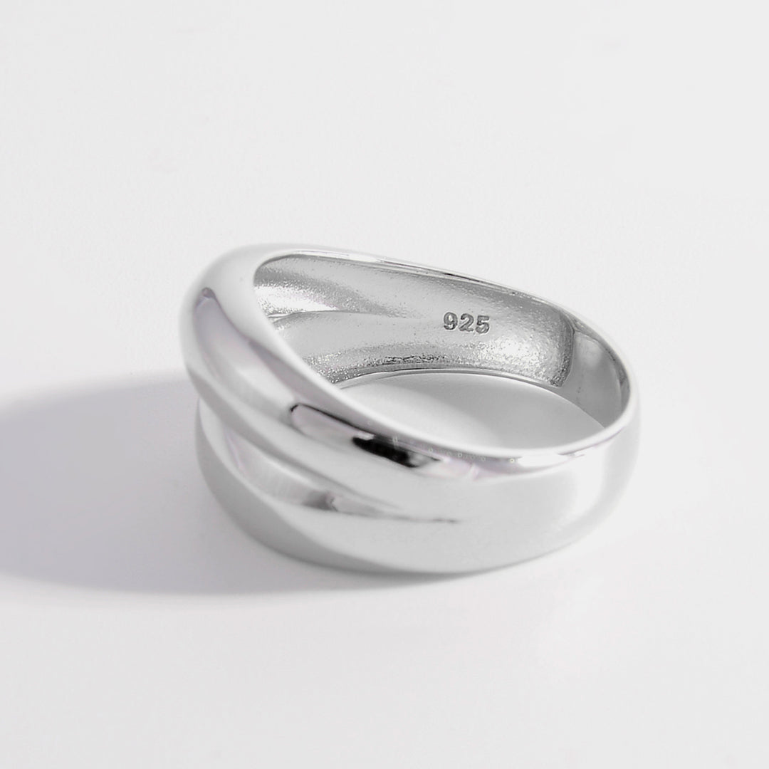 Women's Elegant Sterling Silver Bulging Rings