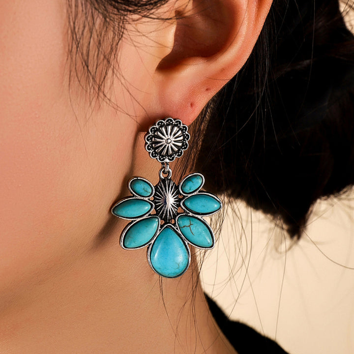 Women's Turquoise Flower Earring