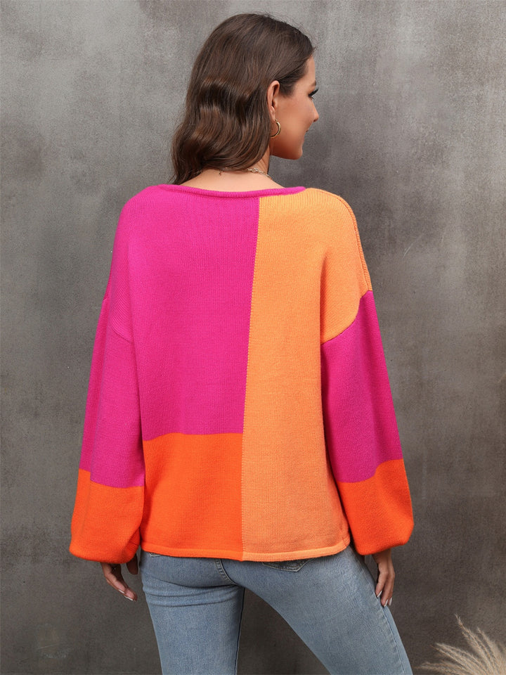 Women's Colorful Round Neck Sweater