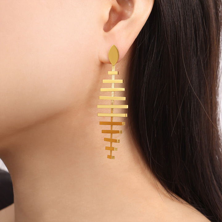 Women's Fishbone Shape Titanium Steel Earrings