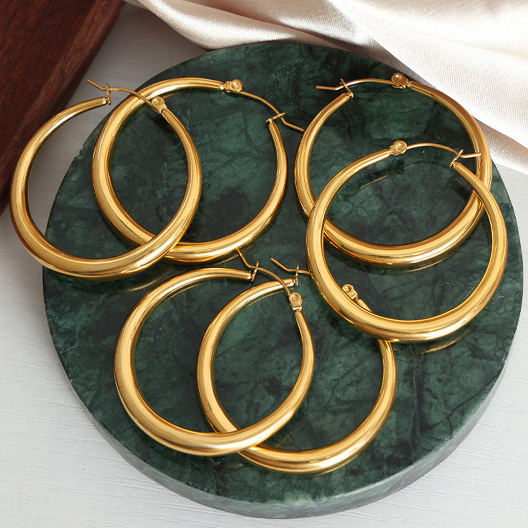 Women's Elegant 18K Gold-Plated Hoop Earrings