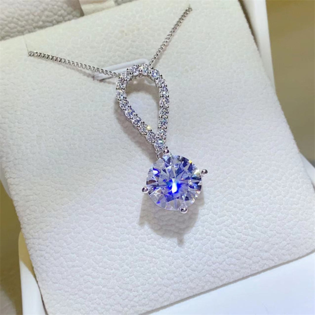 Women's Teardrop Necklace with 5 Carat Moissanite Accent