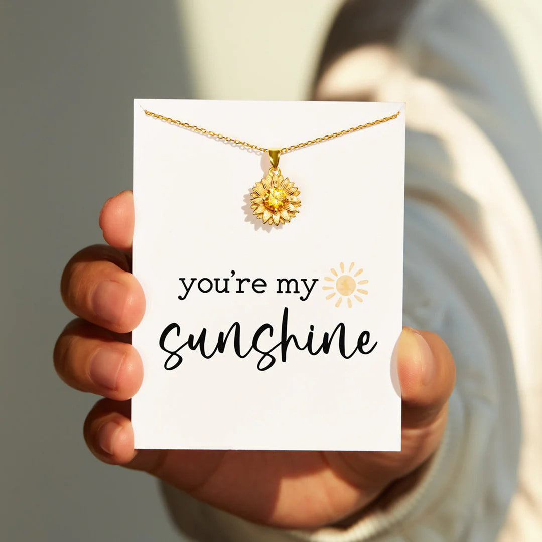 Women's Sunflower Pendant Necklace in 18K Gold Plating