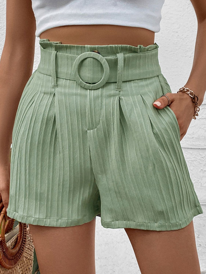 "Women's Pocketed Belted Shorts"