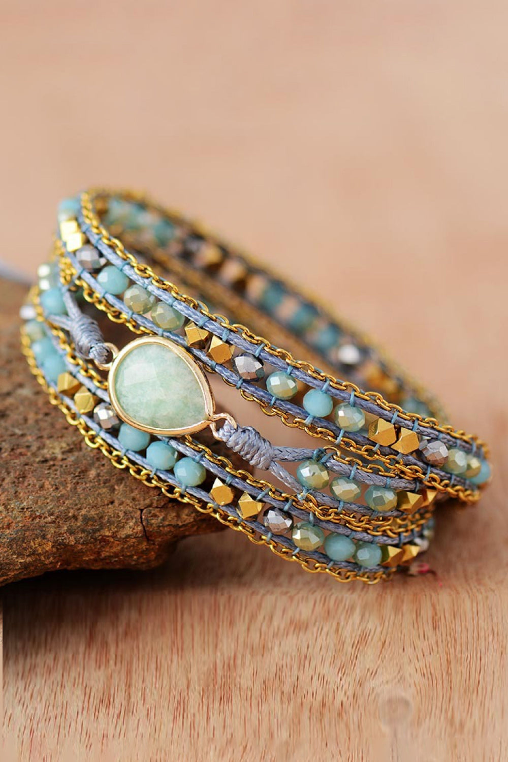 Women's Teardrop Triple Layer Beaded Bracelet