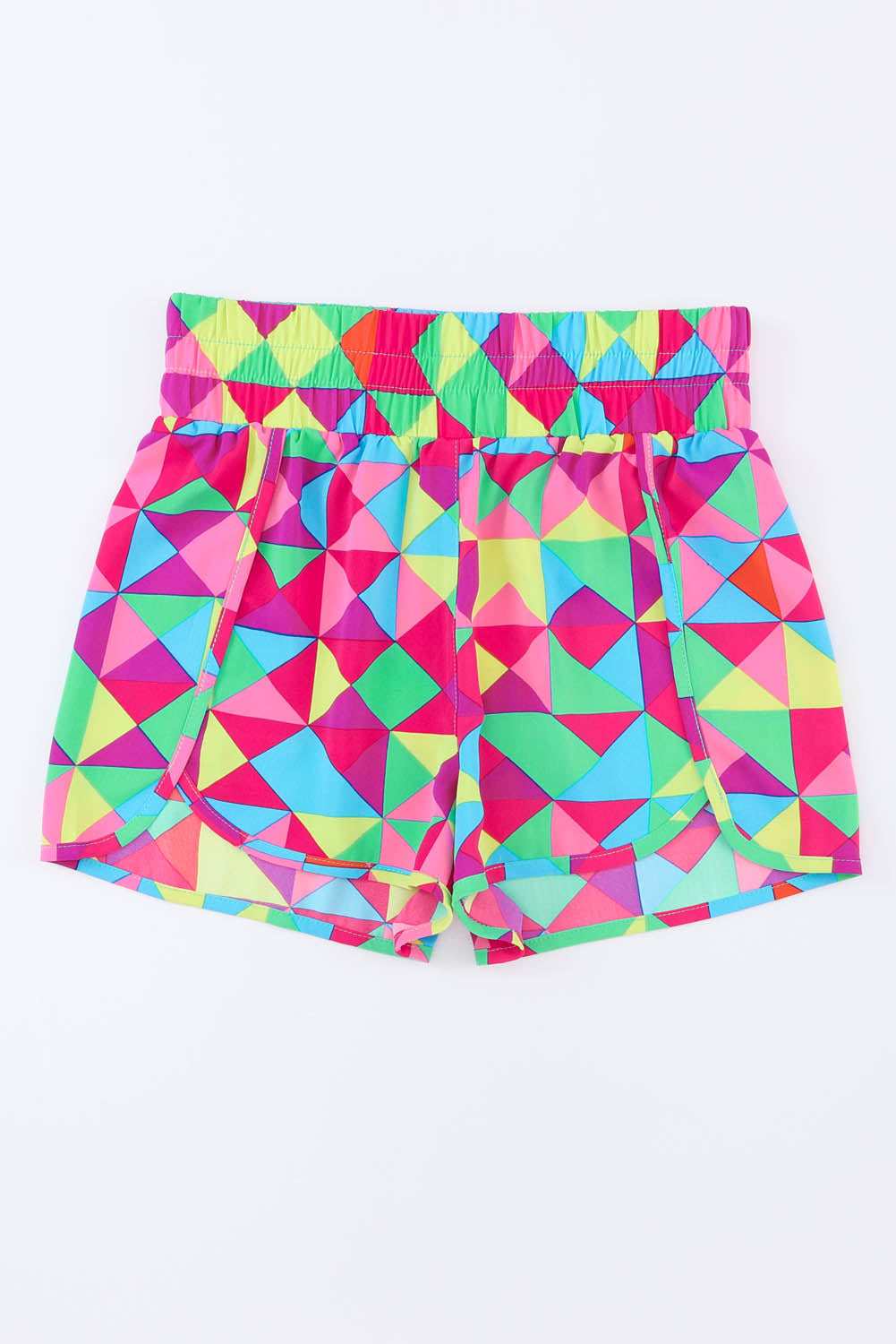 Women's Color Block Elastic Waist Shorts