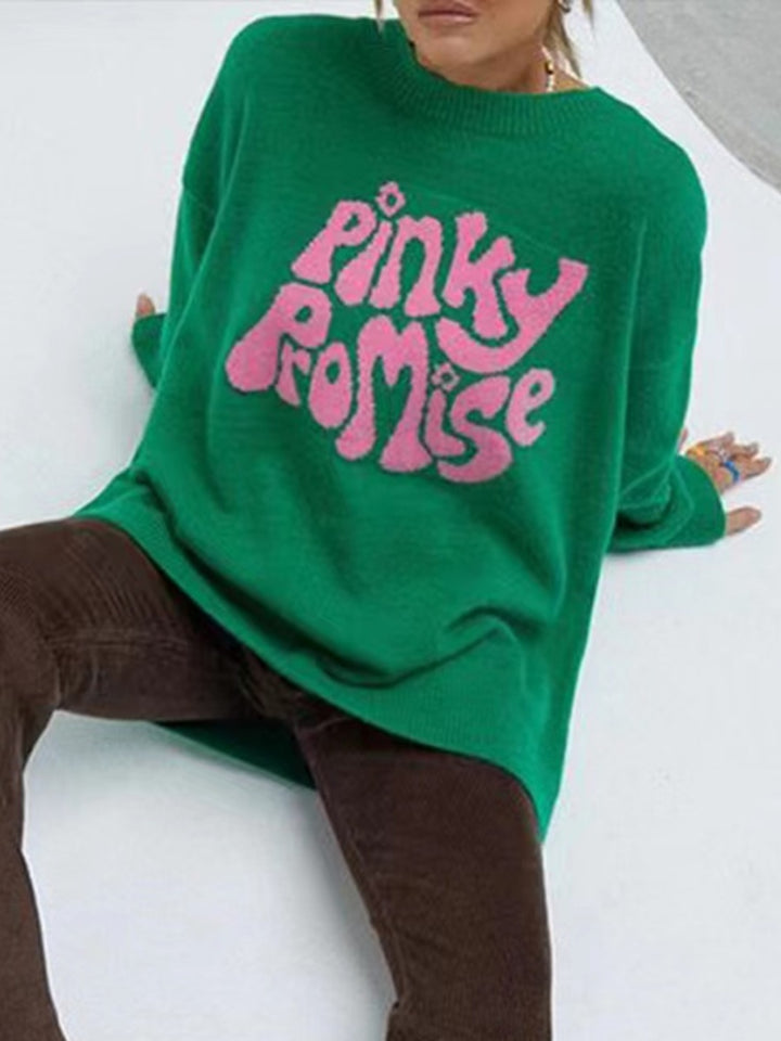 Women's Cozy Pinky Promise Round Neck Sweater