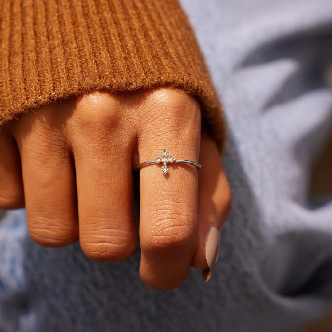 Women's Sterling Silver Cross Rings