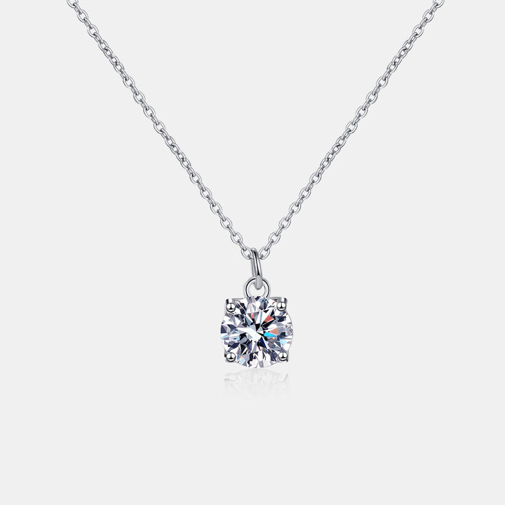 Women's Elegant 1 Carat Moissanite Sterling Silver Necklace