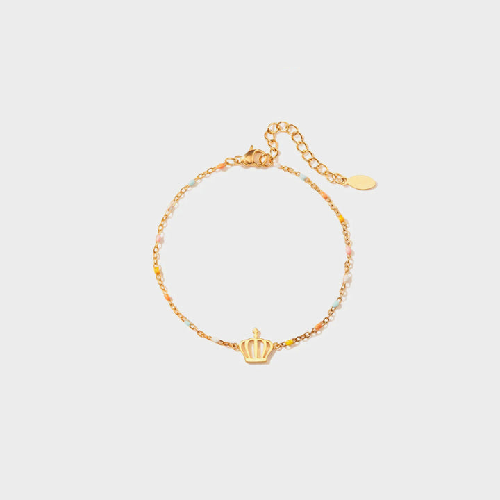 Women's Crown Shape Gold-Plated Bead Bracelet