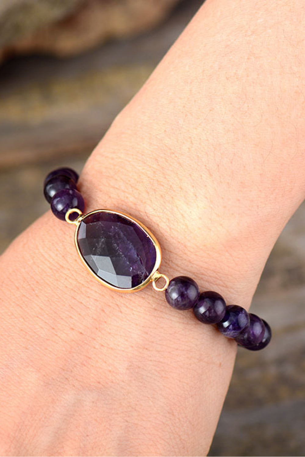 Women's Amethyst Beaded Bracelet crafted by Hand