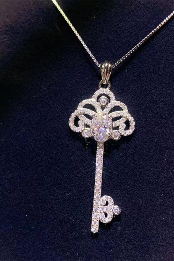 Women's Sparkling 1 Carat Moissanite Key Necklace