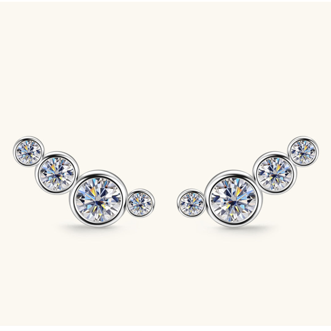 Women's Elegant Moissanite Sterling Silver Stud Earrings