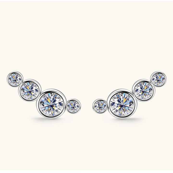 Women's Elegant Moissanite Sterling Silver Stud Earrings