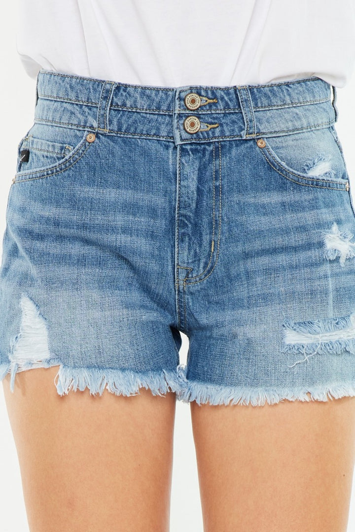 Women's High Rise Raw Hem Denim Shorts