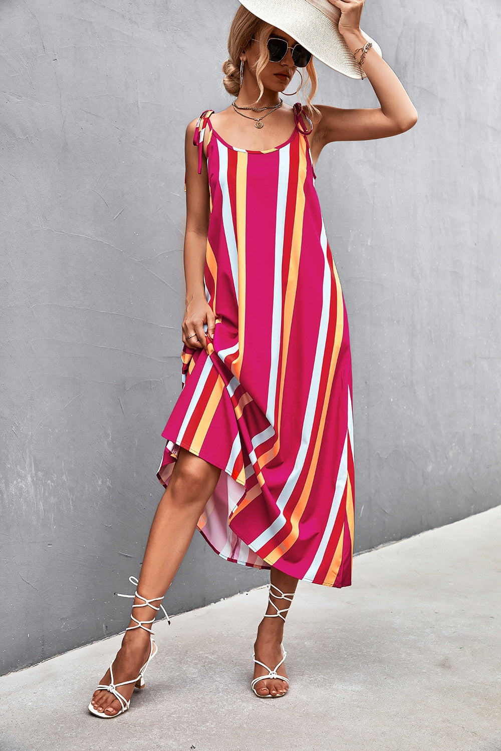 Women's Striped Scoop Neck Cami Dresses