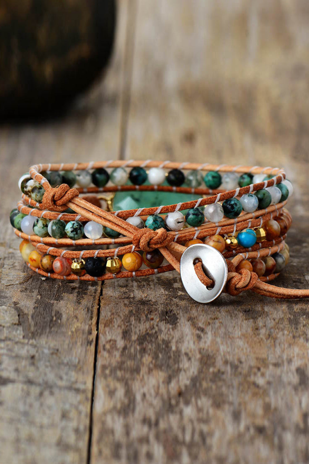 Women's Layered Natural Stone and Agate Bracelet