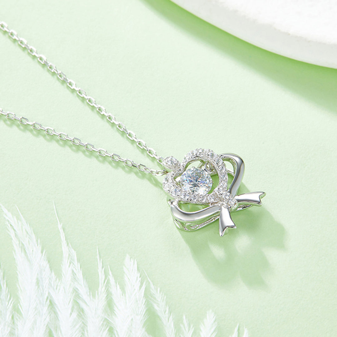 Women's Bow & Heart Moissanite Necklace