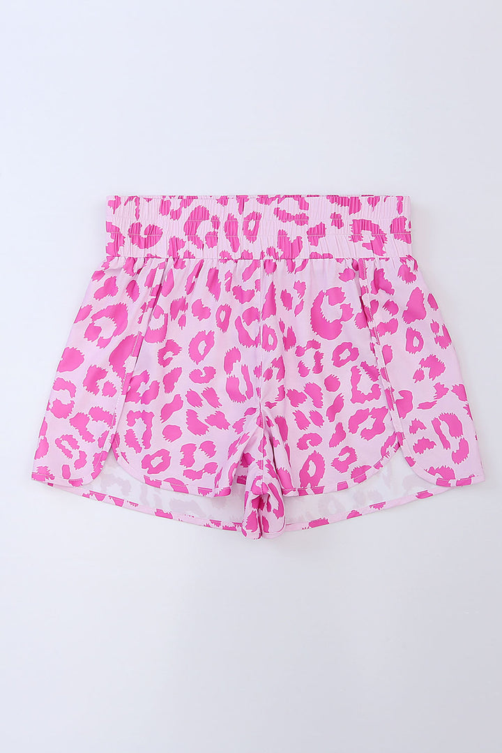 "Women's Leopard Print Elastic Waist Shorts"