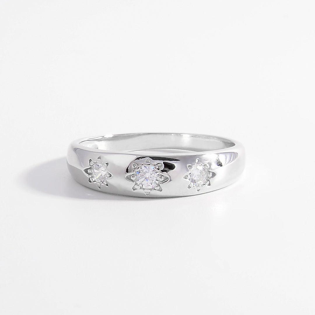 Women's Zircon Inlaid Sterling Silver Rings