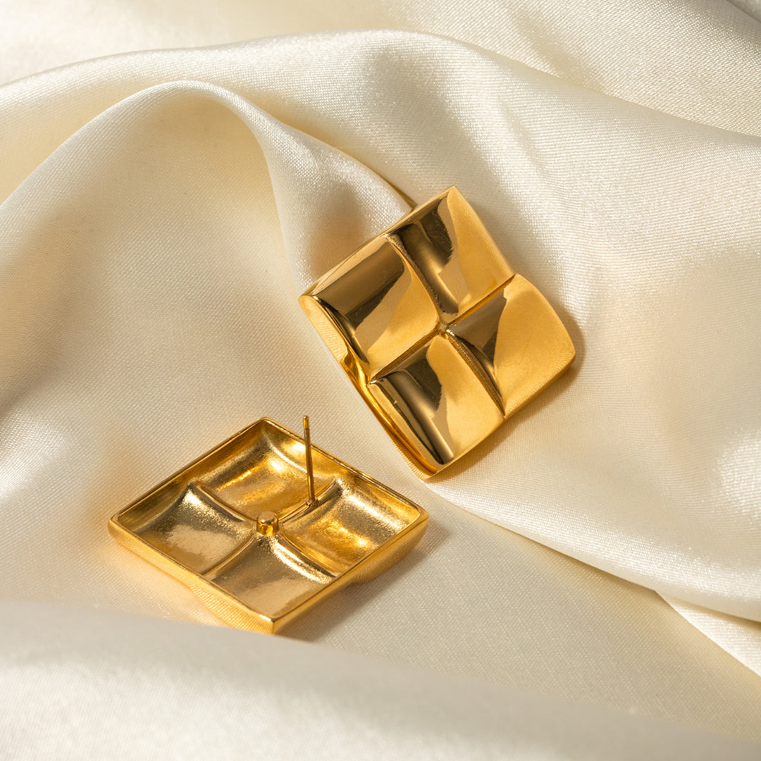 Women's Square Stud Earrings (Gold-Plated Stainless Steel)