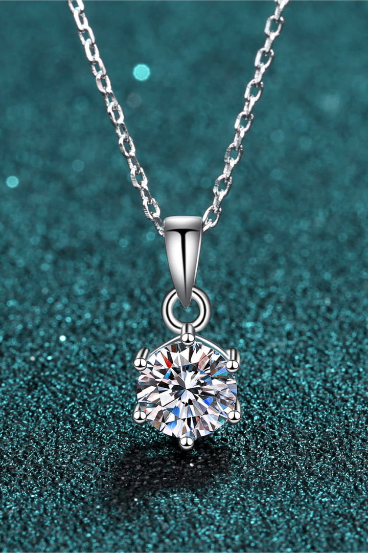 Women's Sparkling 1 Carat Moissanite Sterling Silver Necklace