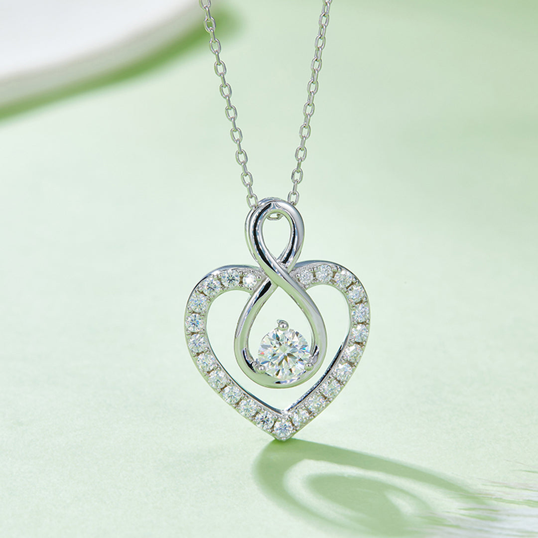 Women's Heart-Shaped 1 Carat Moissanite Sterling Silver Necklace