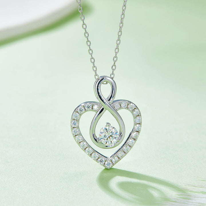 Women's Heart-Shaped 1 Carat Moissanite Sterling Silver Necklace