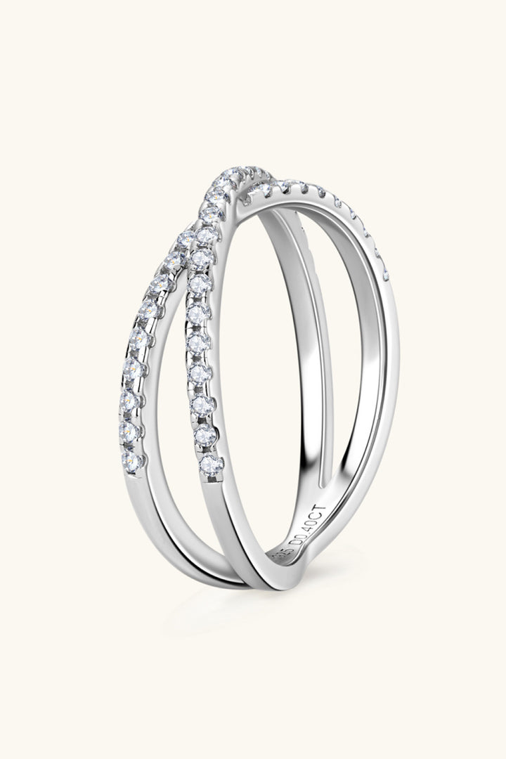 Women's Crisscross Moissanite Sterling Silver Rings