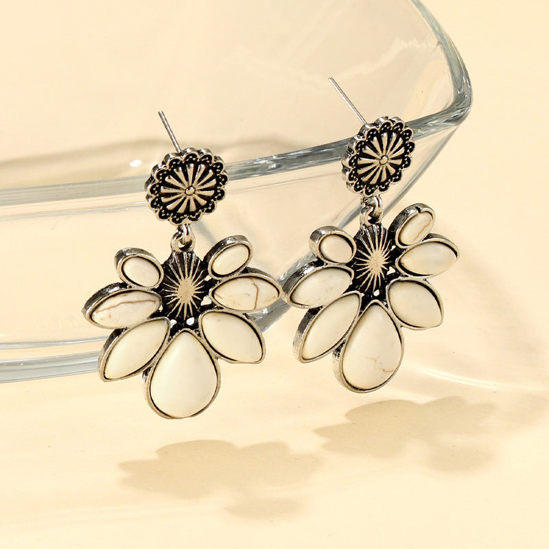 Women's Turquoise Flower Earring