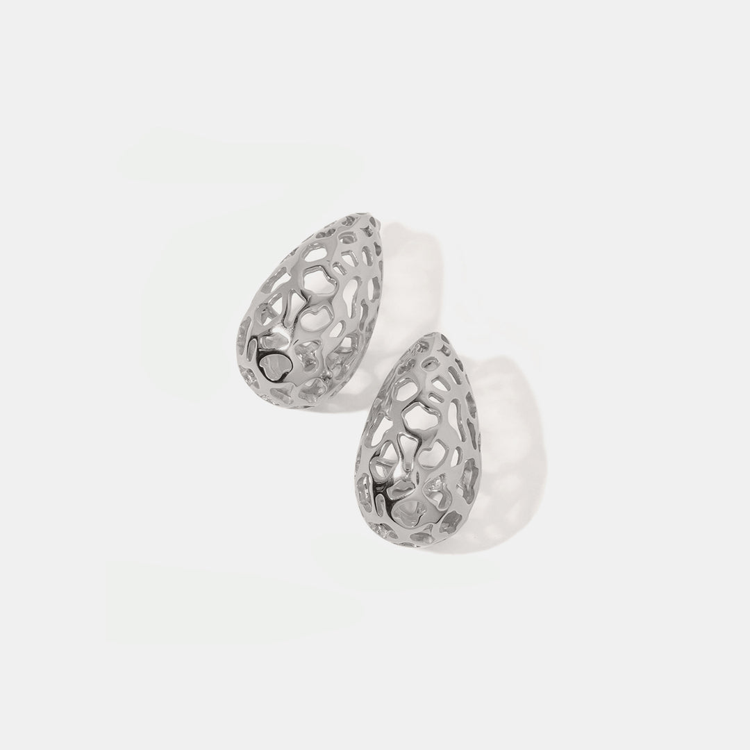 Women's Teardrop Hollowed Stainless Steel Earrings