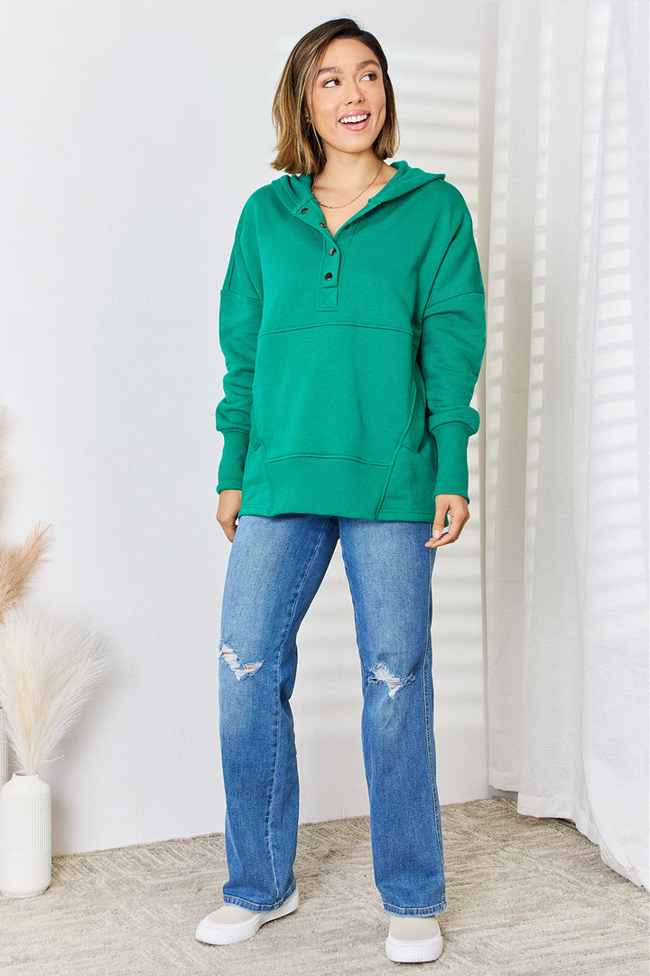 Women's Cozy Half-Snap Long Sleeve Hoodie