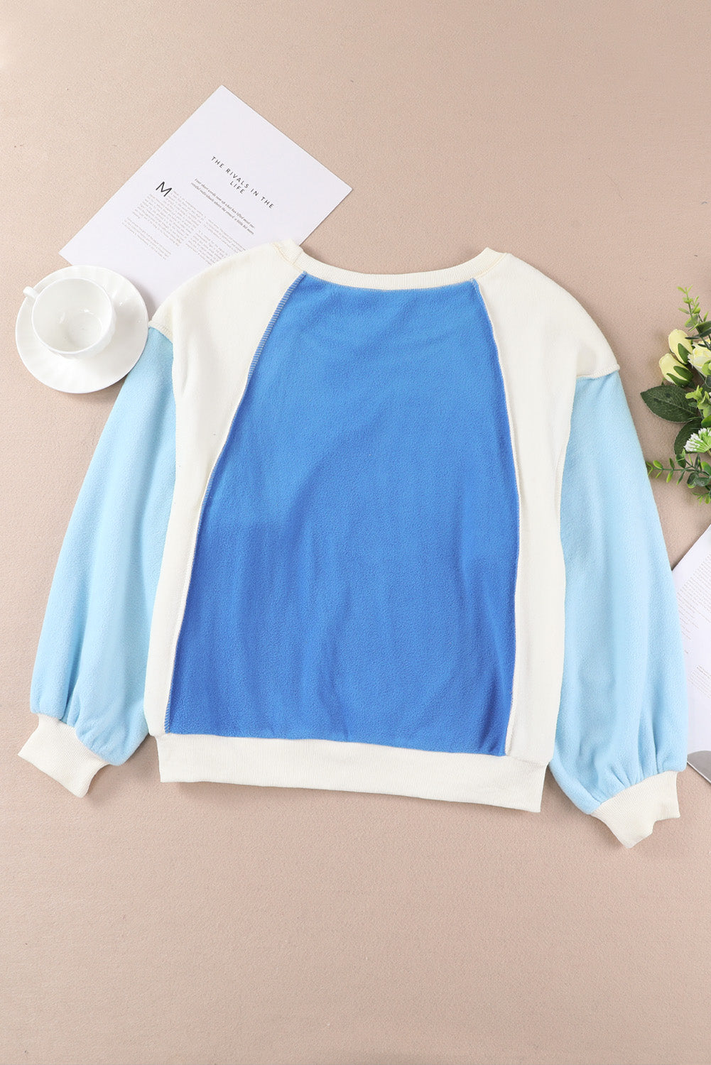 Women's Color Block Round Neck Dropped Shoulder Sweatshirt