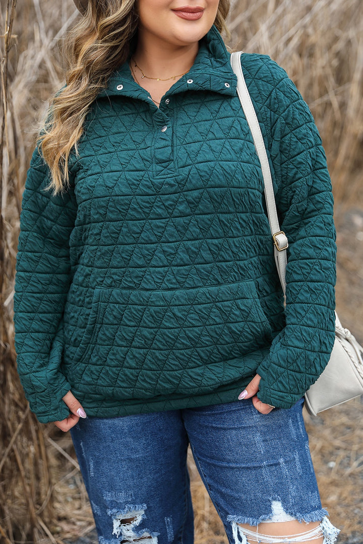 Women's Quilted Quarter Snap Plus Size Sweatshirt