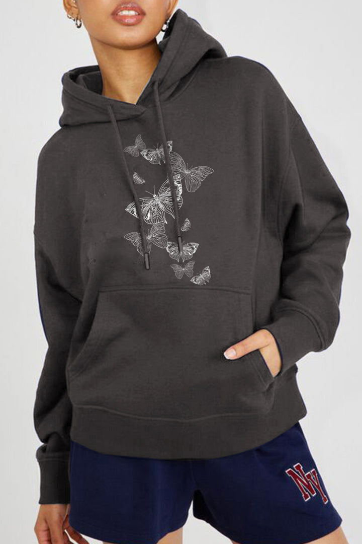 Women's Butterfly Graphic Hoodie - Simply Love Cozy Comfort