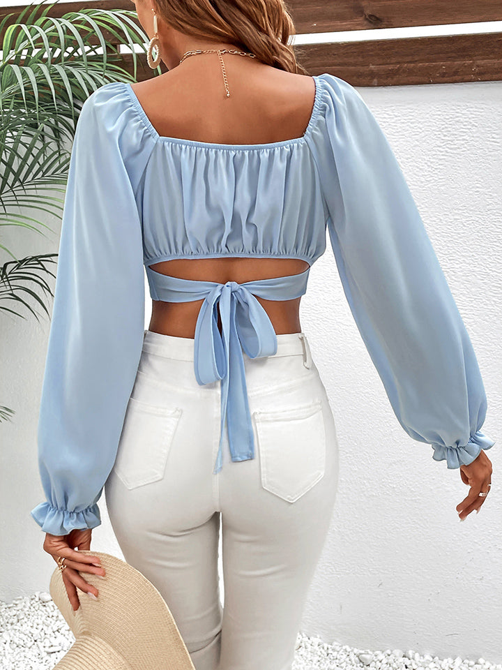 Women's Raglan Sleeve Cropped Blouse