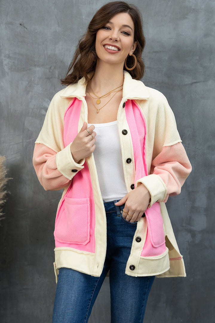 Women's Color Block Collared Slit Jacket